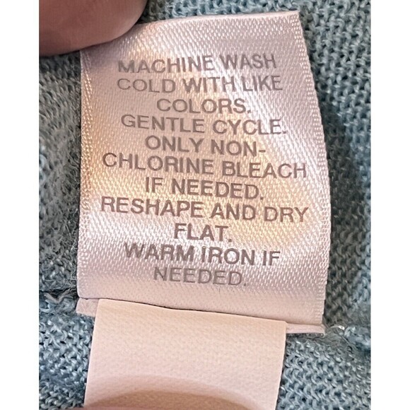 J. Jill Merino Wool V-Neck Sweater Sky Blue Soft Pastel Rolled Neck Women Size M - Picture 10 of 11